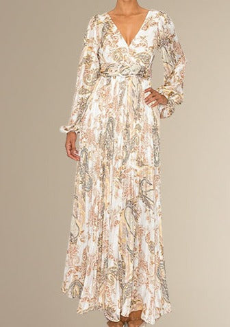 Women's Long Sleeve Paisley print maxi dress Women's Long Sleeve Paisley print maxi dress